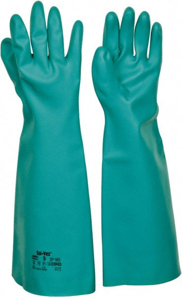 Ansell 117300 Series 37-185 Chemical Resistant Gloves Size Large, 22.00 Thick, Nitrile, Nitrile, Unsupported,
