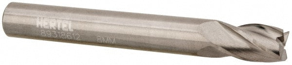Hertel E599924661 Square End Mill 8.00 mm Dia, 12.00 mm LOC, 4 Flute, Solid Carbide