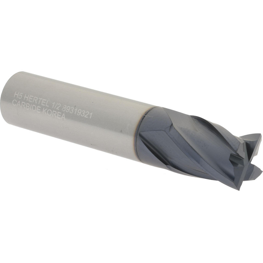 Hertel 89319321 Square End Mill 1/2" Dia, 5/8" LOC, 4 Flute, Solid Carbide