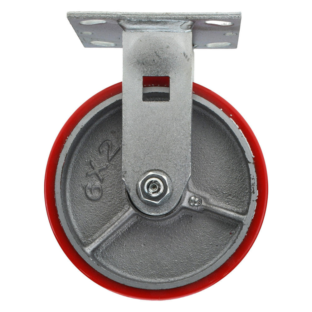 Value Collection VER6X2MOP Rigid Top Plate Caster Polyurethane, 6" Wheel Dia, 2" Wheel Width, 1,200 lb Capacity, 7-1/2" OAH