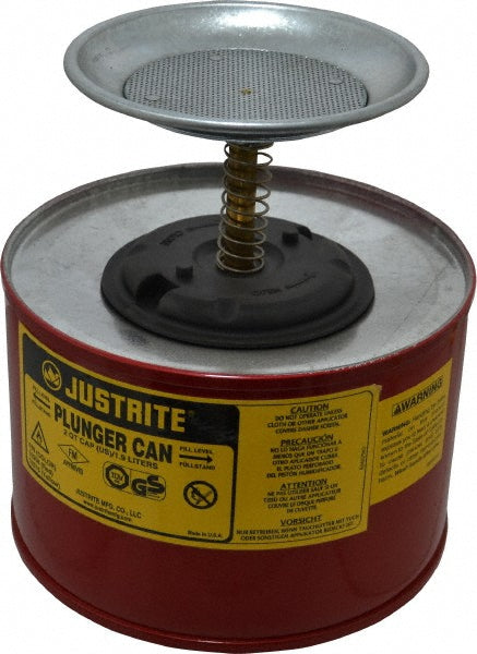 Justrite Mfg. Company 10208 2 Quart Capacity, 7-3/8 Inch High x 7-1/4 Inch Diameter, Steel Plunger Can