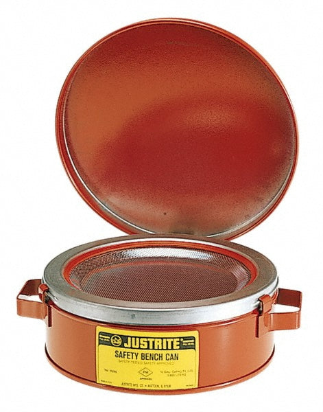 Justrite Mfg. Company 10295 Safety Bench Cans & Dip/Wash Tanks Capacity (Gal.) 0.500 Capacity 2.000 Capacity (Qt.) 2.00 Can Material Steel Color Red Red Overall Height 3.25in