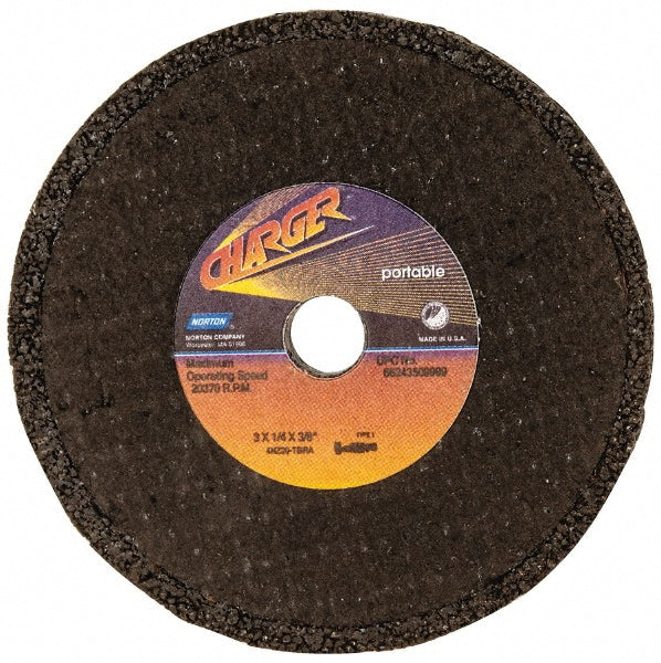Norton 66253343872 Surface Grinding Wheel 3" Dia, 1/4" Thick, 3/8" Hole, 20 Grit, T Hardness