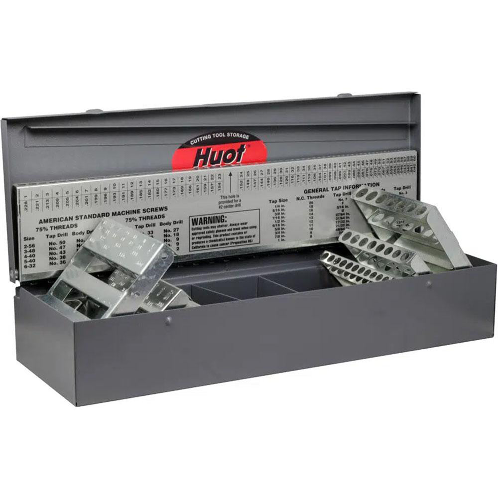 Huot 11550 Drill Bit Storage Minimum Drill Bit Size (Letter) A Minimum Drill Bit Size (Wire) #60 Maximum Drill Bit Size (Letter) Z Maximum Drill Bit Size (Wire) #1 For Use With Fractional Inch Sizes Letter & Wire Gauge Sizes Storage Unit Width (Inch) 13