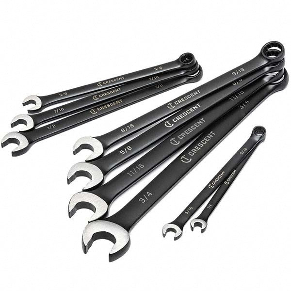 Crescent CCWS9BS Combination Wrench Set 9 Pc, 1/2" 1/4" 11/16" 3/4" 3/8" 5/16" 5/8" 7/16" & 9/16" Wrench, Inch