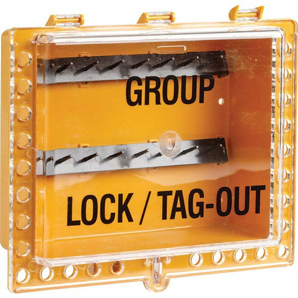 Brady 09008 Group Lockout Boxes Portable/Wall Mount Portable Maximum Number of Padlocks 27 Color Yellow Overall Height 11in Overall Depth 4in