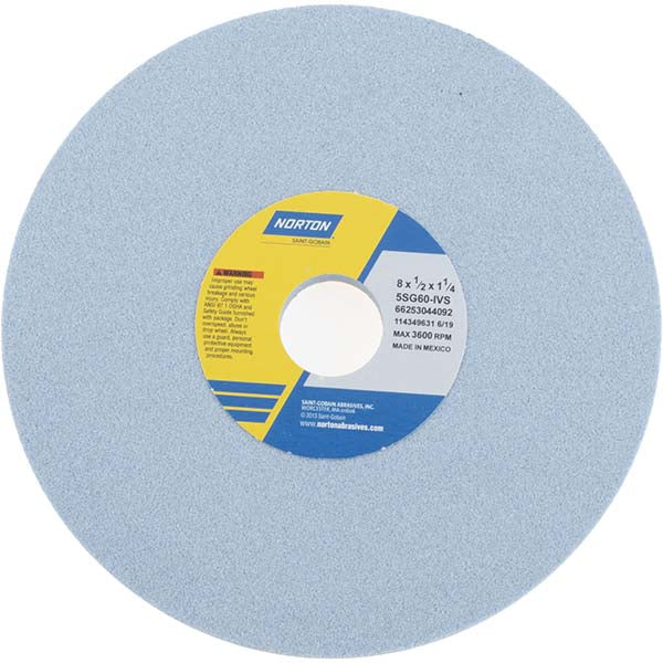 Norton 66253044092 Surface Grinding Wheel 8" Dia, 1/2" Thick, 1-1/4" Hole, 60 Grit, I Hardness