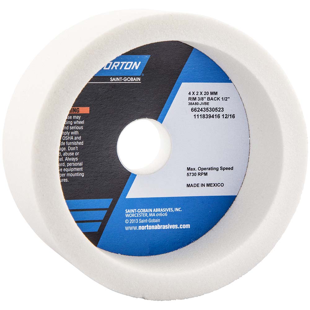 Norton 66243530523 Tool & Cutting Grinding Wheel 4" Dia, 80 Grit, J Hardness, Type 6