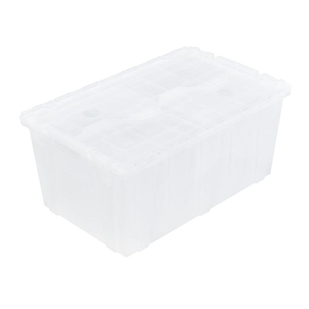 Orbis 5899934 2.4 Cu Ft, 70 Lb Load Capacity Clear Polypropylene Attached-Lid Container