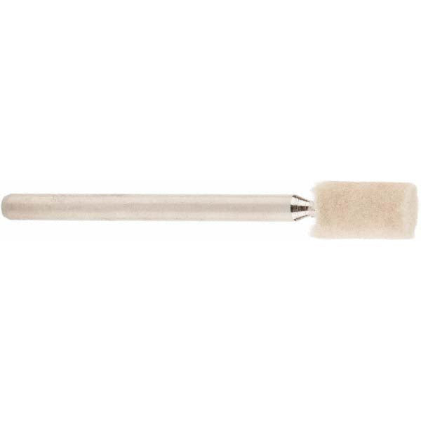 Value Collection 516108 Mounted Polishing Bob Cylinder Shape, 1/4" Max Dia, 1/8" Shank Dia, Wool Felt