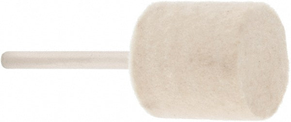 Value Collection 516123 Mounted Polishing Bob Cylinder Shape, 3/4" Max Dia, 1/8" Shank Dia, Wool Felt
