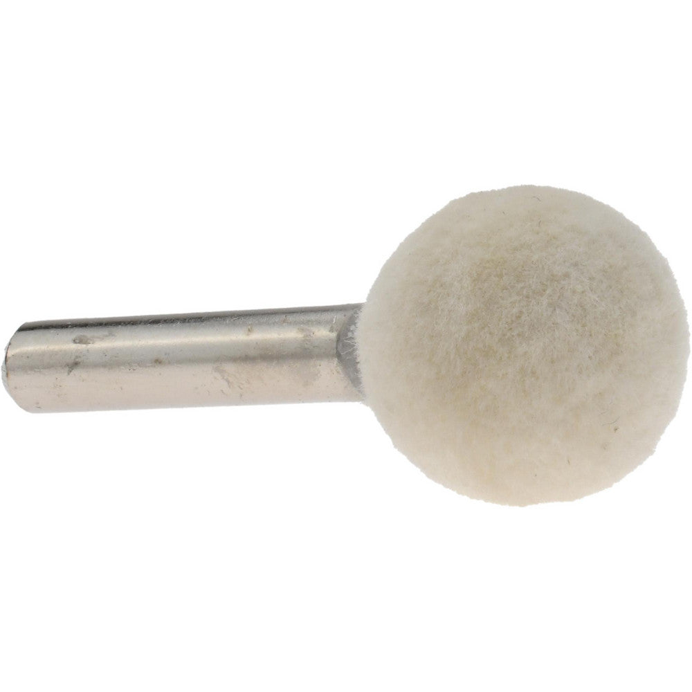Value Collection 516174 Mounted Polishing Bob Ball Shape, 3/4" Max Dia, 1/4" Shank Dia, Wool Felt
