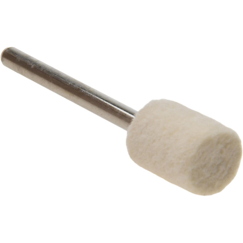 Value Collection 516114 Mounted Polishing Bob Cylinder Shape, 3/8" Max Dia, 1/8" Shank Dia, Wool Felt