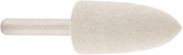 Value Collection 516163 Mounted Polishing Bob Bullet Shape, 3/4" Max Dia, 1/4" Shank Dia, Wool Felt