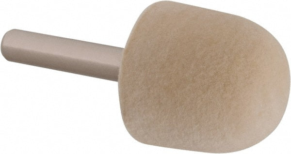 Value Collection 516141 Mounted Polishing Bob Oval Shape, 1" Max Dia, 1/4" Shank Dia, Wool Felt
