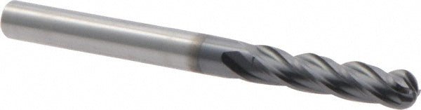Iscar 5620365 Ball End Mill 1/8" Dia, 1/2" LOC, 4 Flute, Solid Carbide