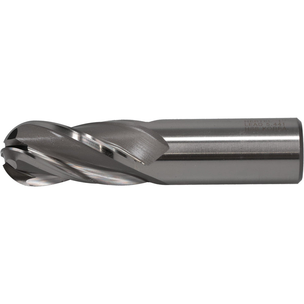 Hertel GG020064 Ball End Mill 1" Dia, 2" LOC, 4 Flute, High Speed Steel