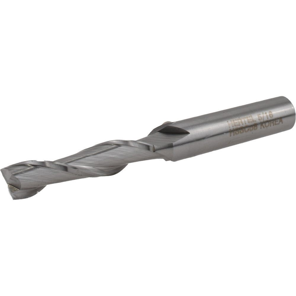 Hertel E2080020 Square End Mill 5/16'' Dia, 1-3/8'' LOC, 3/8'' Shank Dia, 3-1/8'' OAL, 2 Flutes, Cobalt