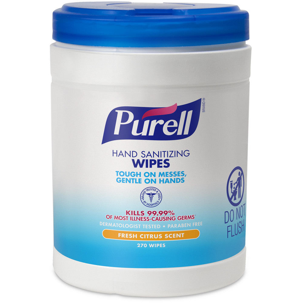PURELL 9113-06 PURELL Hand Sanitizing Wipes, Fresh Citrus Scent, 270 Count Eco-Fit Canister