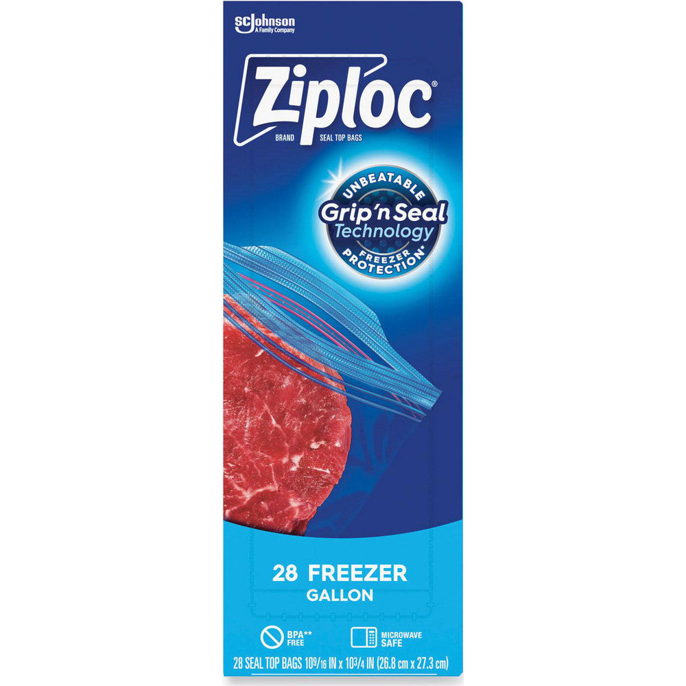 Ziploc SJN314445 Ziploc Brand Freezer Bags, Gallon, with Grip 'n Seal Technology, 28 Count, 9/Case