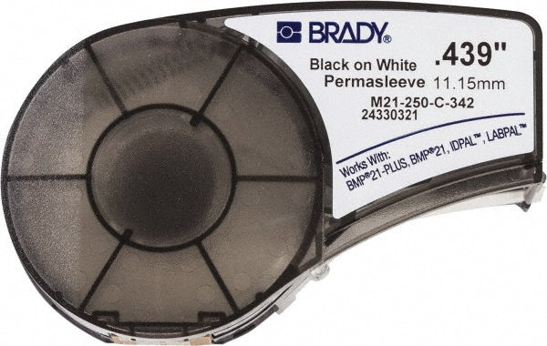 Brady 110925 Label Maker Label White, Heat Shrinkable Polyolefin, 84" OAL