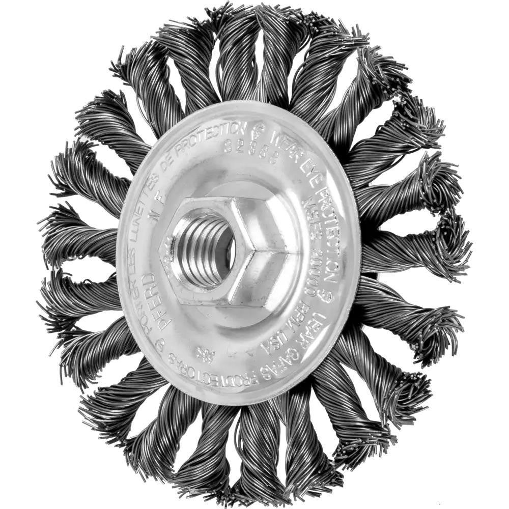 PFERD 79182388 Wheel Brush 4" Wheel Dia, 3/8" Face Width, Knotted