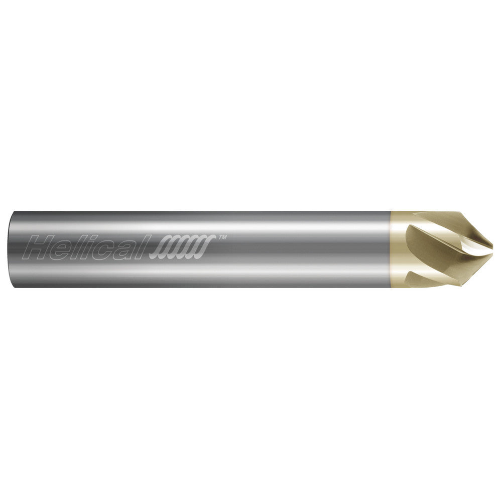 Helical Solutions 88454 Chamfer Mill 1/4" Dia, 1/4" Shank Dia, 90 deg, 5 Flute, Solid Carbide, Single End