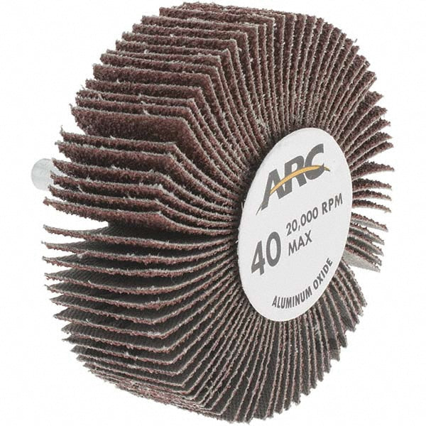 ARC Abrasives 11388 Mounted Flap Wheel 3" Dia, 1" Face Width, 40 Grit, Aluminum Oxide