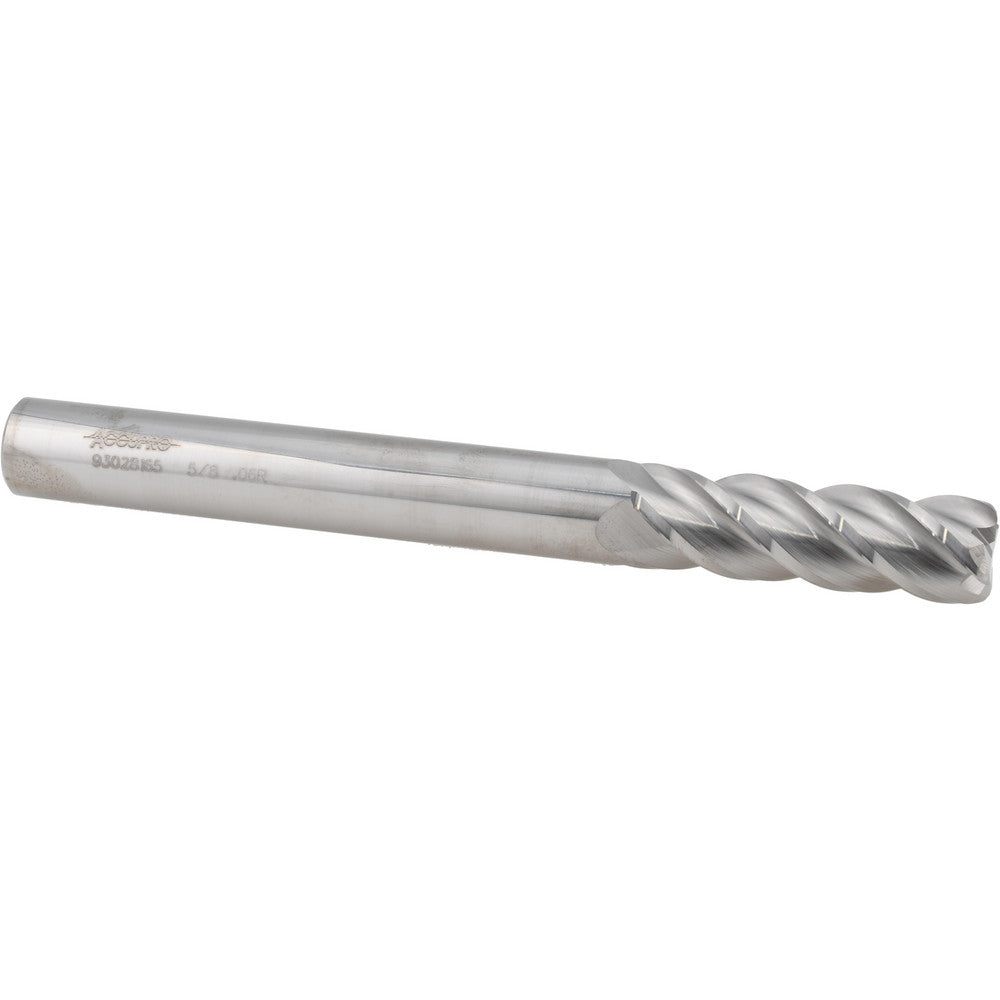 Accupro 93028165 Corner Radius End Mill 5/8" Dia, 2" LOC, 0.0600" Radius, 4 Flute, Solid Carbide