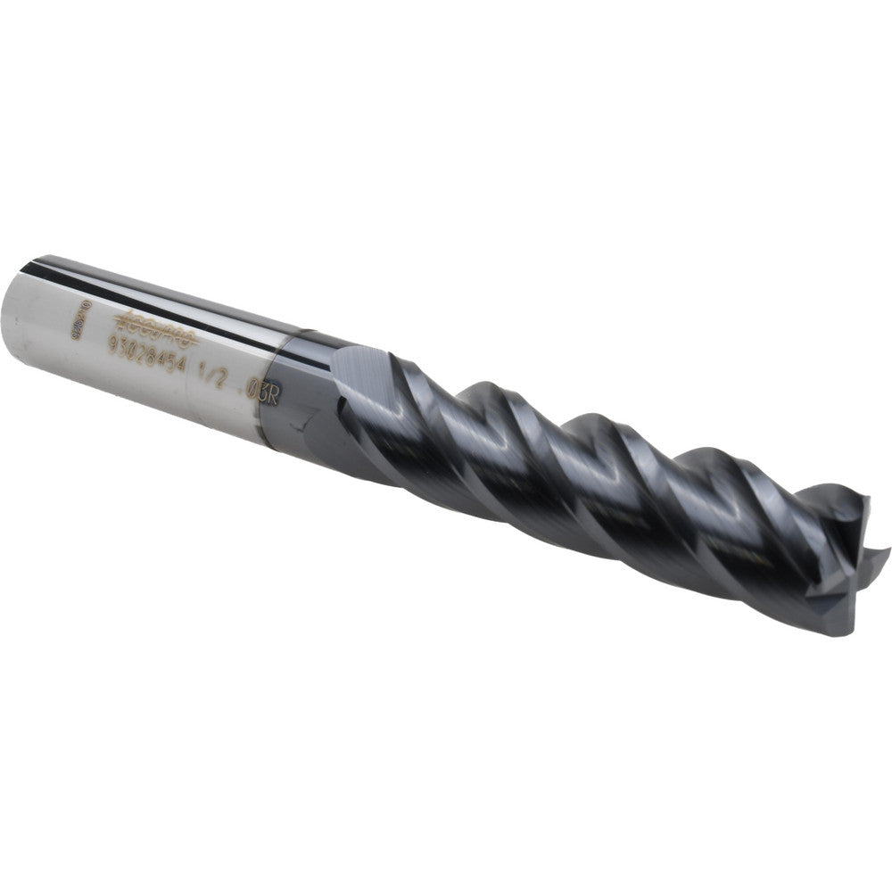 Accupro 93028454 Corner Radius End Mill 1/2" Dia, 2" LOC, 0.03" Radius, 4 Flutes, Solid Carbide