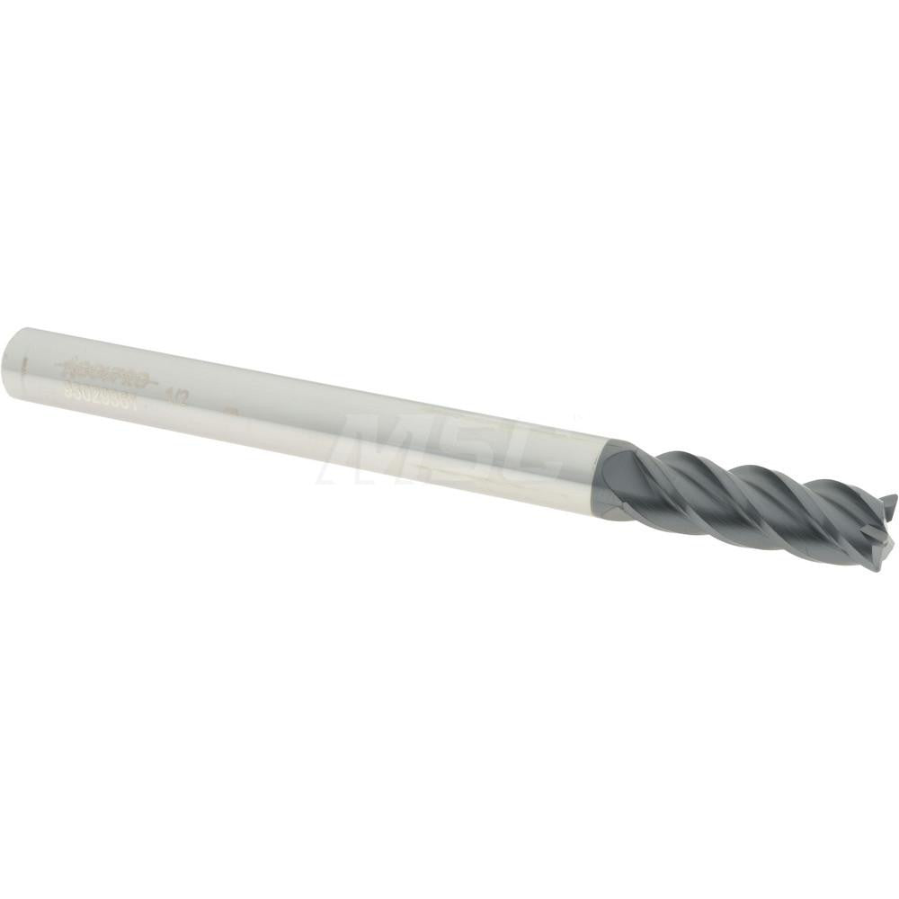 Accupro 93029361 Corner Radius End Mill 1/2" Dia, 1-1/2" LOC, 0.03" Radius, 4 Flutes, Solid Carbide