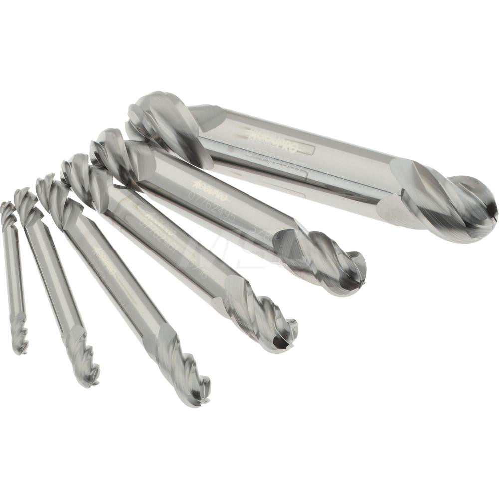 Accupro 93031276 End Mill Set 4 Flute, Ball End