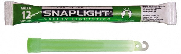 Cyalume 9-08001 SnapLight with Hook & Hole Green, 6" OAL, 12 hr, Snap & Shake, 10 Pc