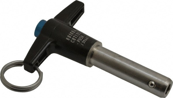 Jergens 801084 Push-Button Quick-Release Pin T-Handle, 1/2" Pin Dia, 1-1/2" Usable Length