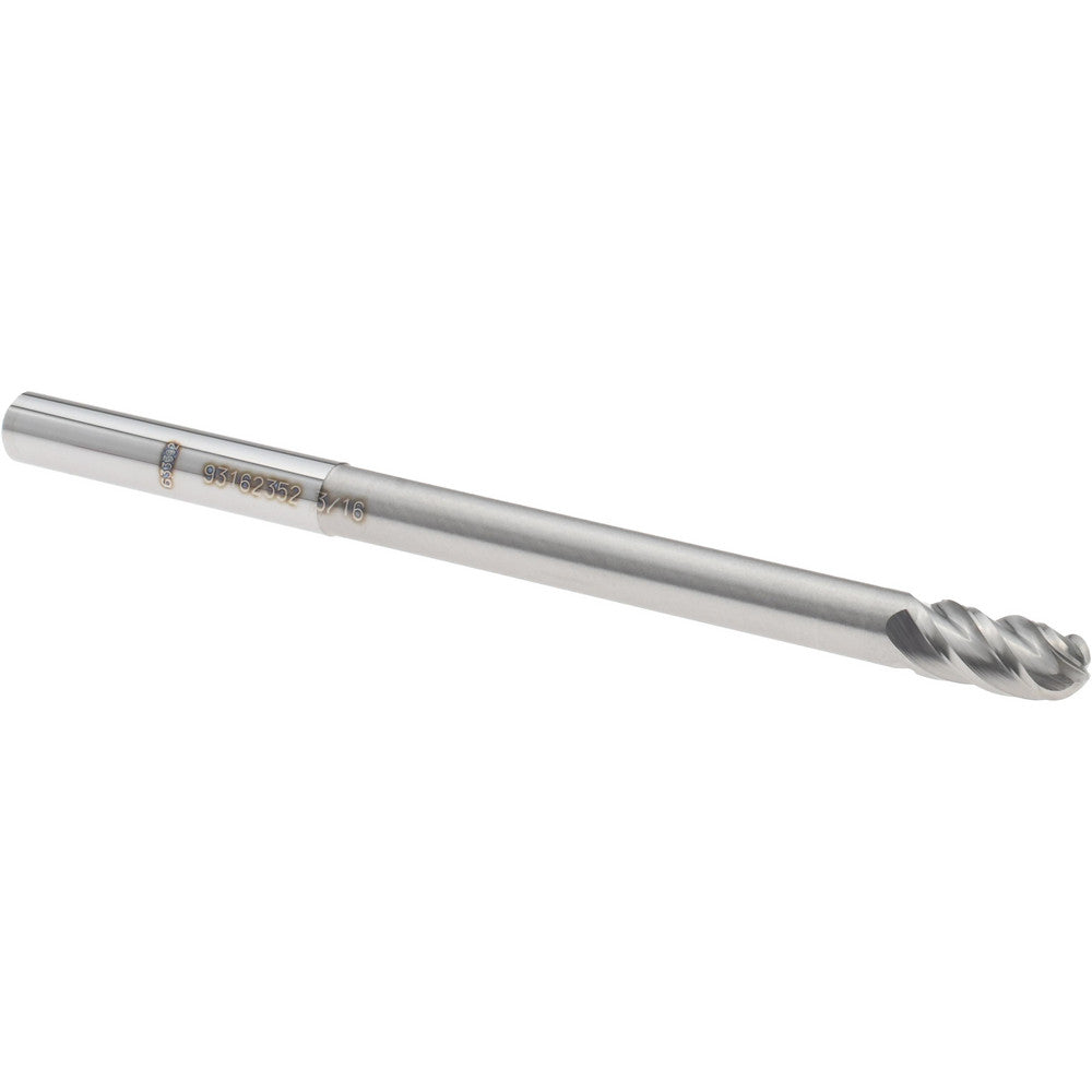 Accupro 93162352 Ball End Mill 3/16" Dia, 3/8" LOC, 4 Flute, Solid Carbide