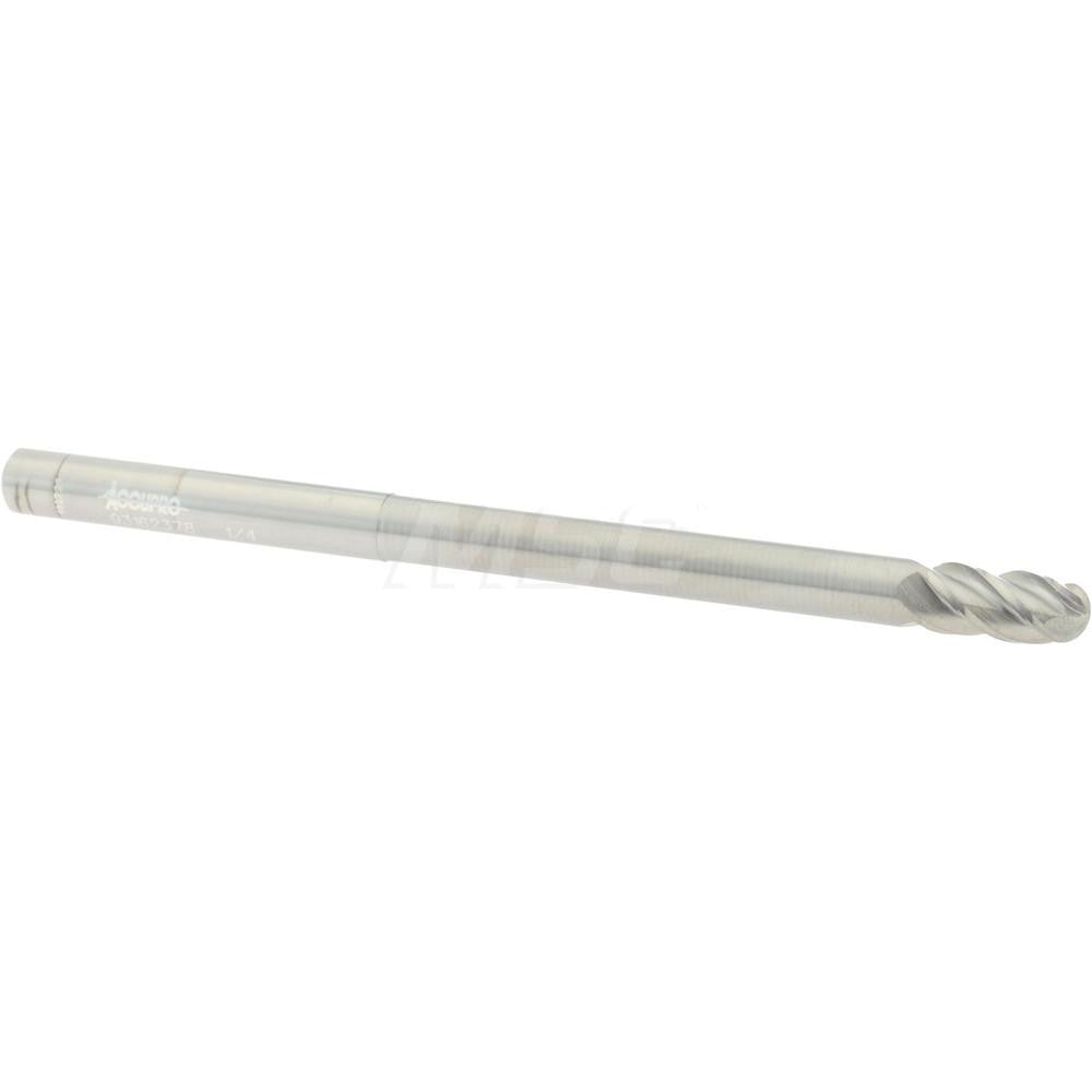 Accupro 93162378 Ball End Mill 0.25" Dia, 0.5" LOC, 4 Flute, Solid Carbide