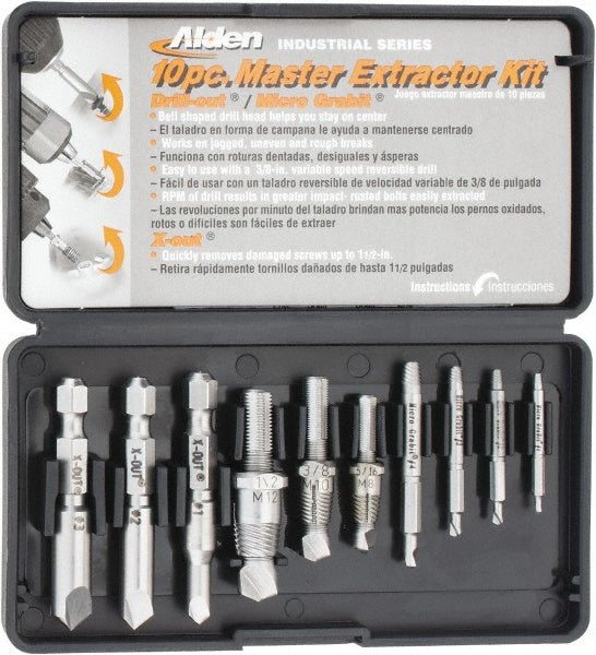 Alden 1007P Screw Extractor & Drill 10 Pc