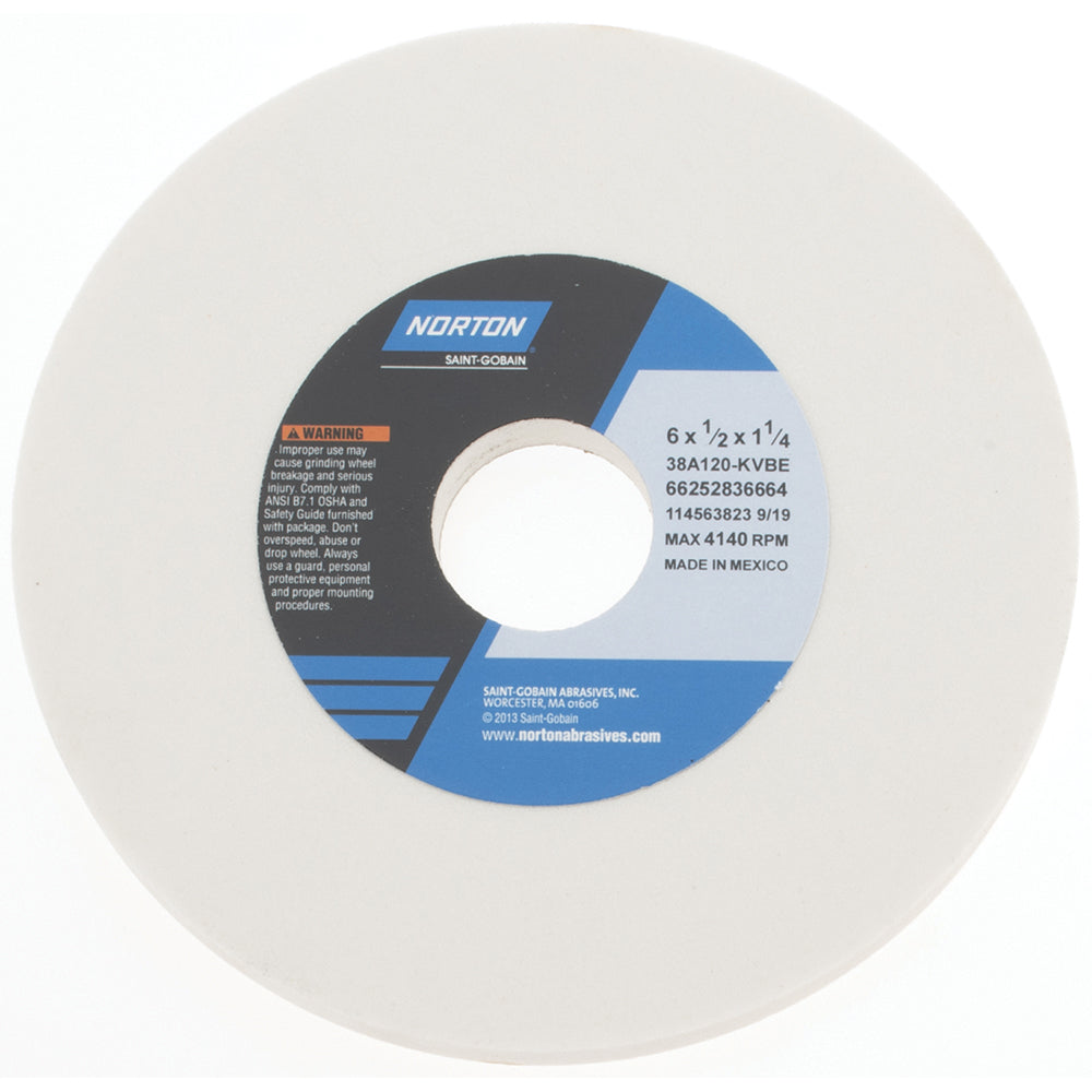 Norton 66252836664 Surface Grinding Wheel 6" Dia, 1/2" Thick, 1-1/4" Hole, 120 Grit, K Hardness