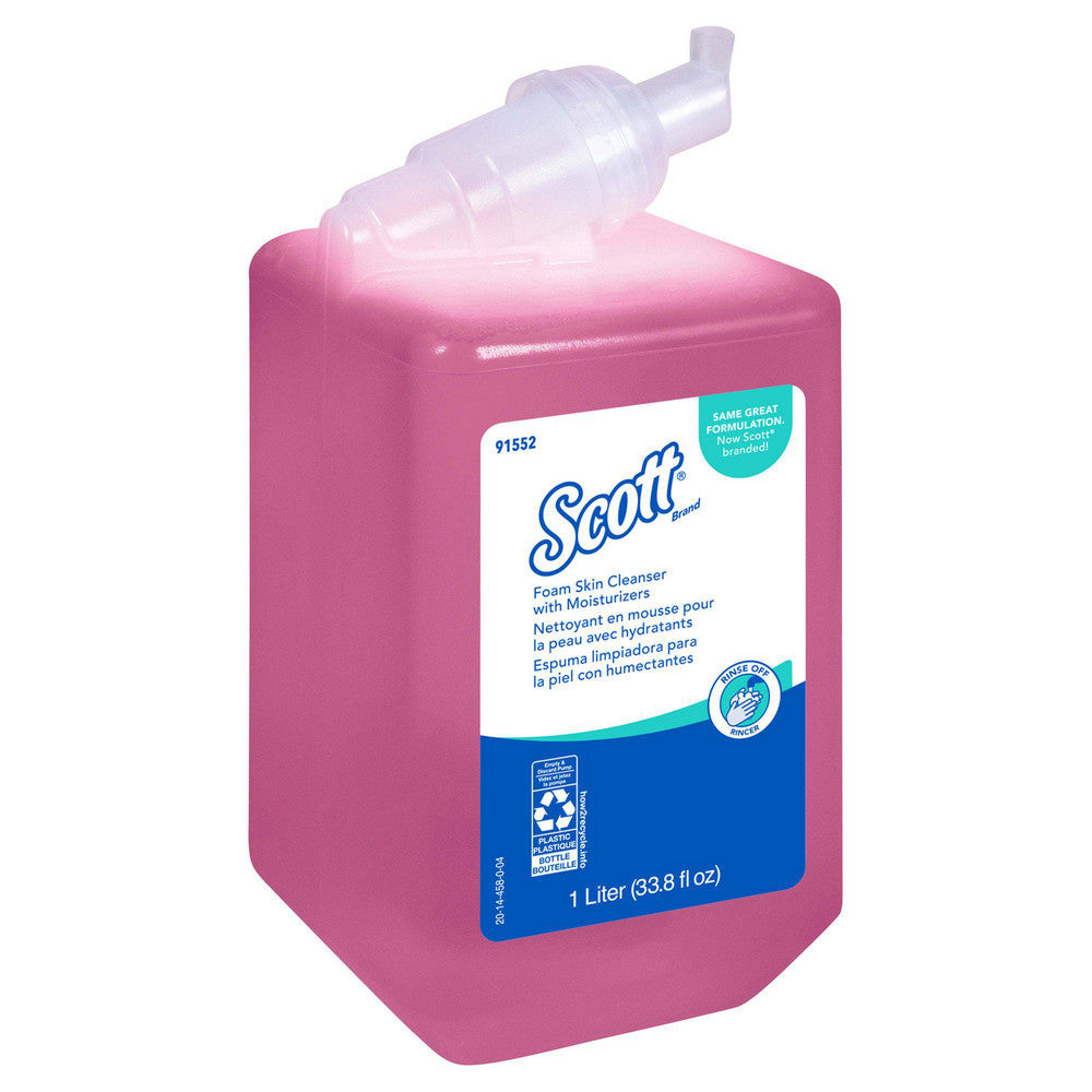 Scott 91552 Foam Hand Soap with Moisturizers, 1.0 L Pink, Floral Scent Manual Hand Soap Refills for compatible Scott Essential Manual Dispensers