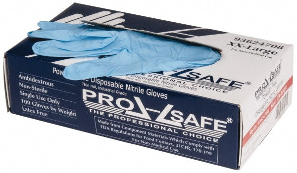 PRO-SAFE GL06-3MPFXXL Disposable Glove Size 2X-Large, 3.0 mil, Nitrile, General Purpose Grade, Powder-Free