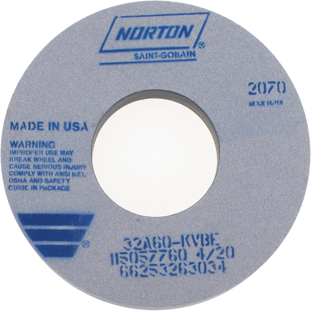 Norton 66253263034 Surface Grinding Wheel 12" Dia, 1-1/2" Thick, 5" Hole, 60 Grit, K Hardness