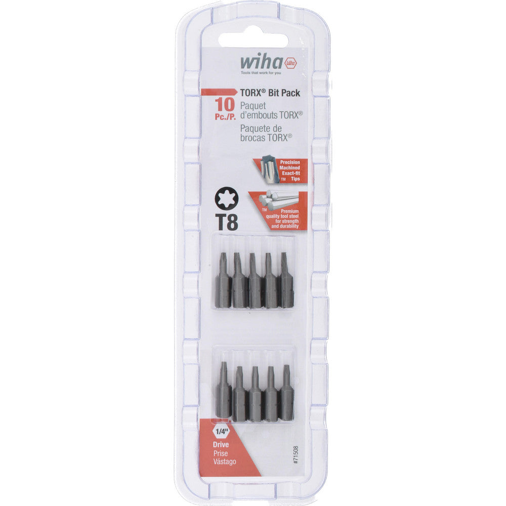 Wiha 71508 1/4" Drive T8 Torx Screwdriver Bit