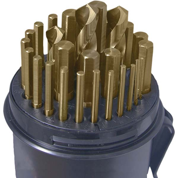 Cle-Line C10629 Drill Bit Set Jobber Length Drill Bits, 29 Pc, 0.0625" to 0.5" Drill Bit Size, 135 °, Cobalt