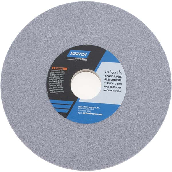 Norton 66252940888 Surface Grinding Wheel 7" Dia, 1/2" Thick, 1-1/4" Hole, 60 Grit, L Hardness
