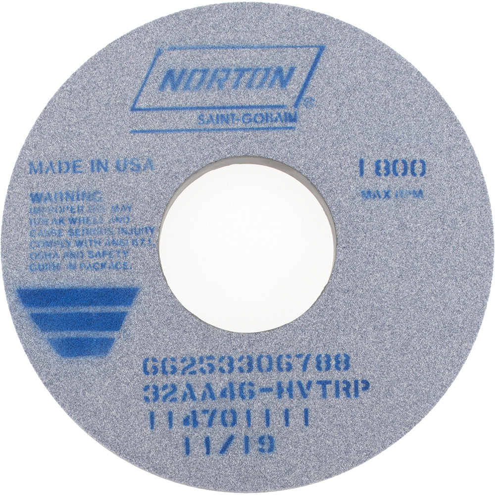 Norton 66253306788 Surface Grinding Wheel 14" Dia, 1" Thick, 5" Hole, 46 Grit, H Hardness