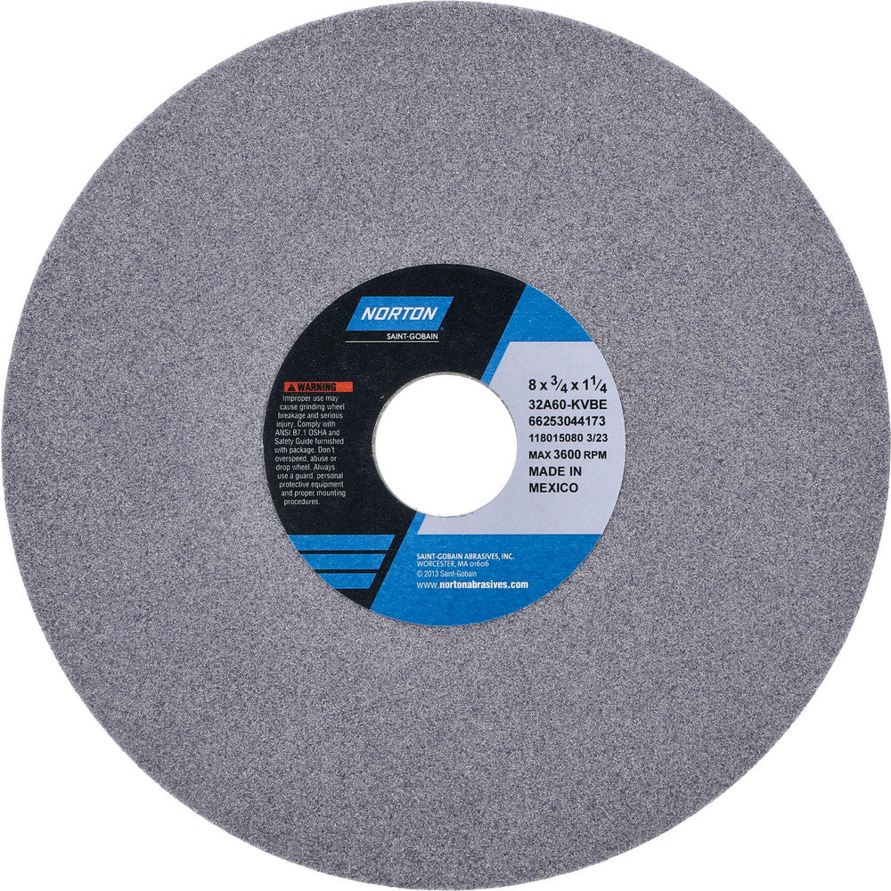 Norton 66253044173 Surface Grinding Wheel 8" Dia, 3/4" Thick, 1-1/4" Hole, 60 Grit, K Hardness