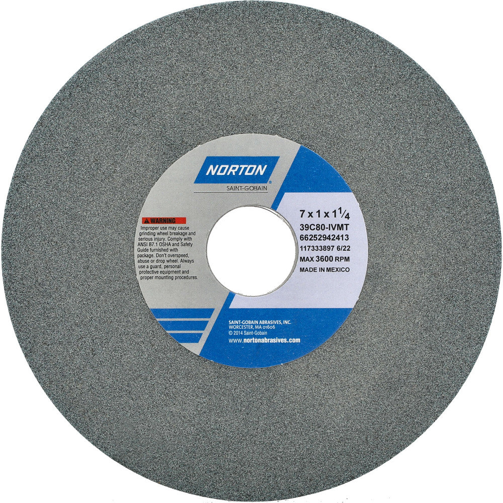 Norton 66252942413 Surface Grinding Wheel 7" Dia, 1" Thick, 1-1/4" Hole, 80 Grit, I Hardness