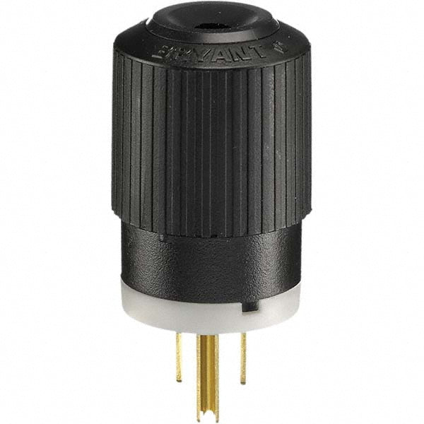 Bryant Electric BRY5266NP Straight Blade Plug Industrial, 5-15P, 125VAC, Black & White