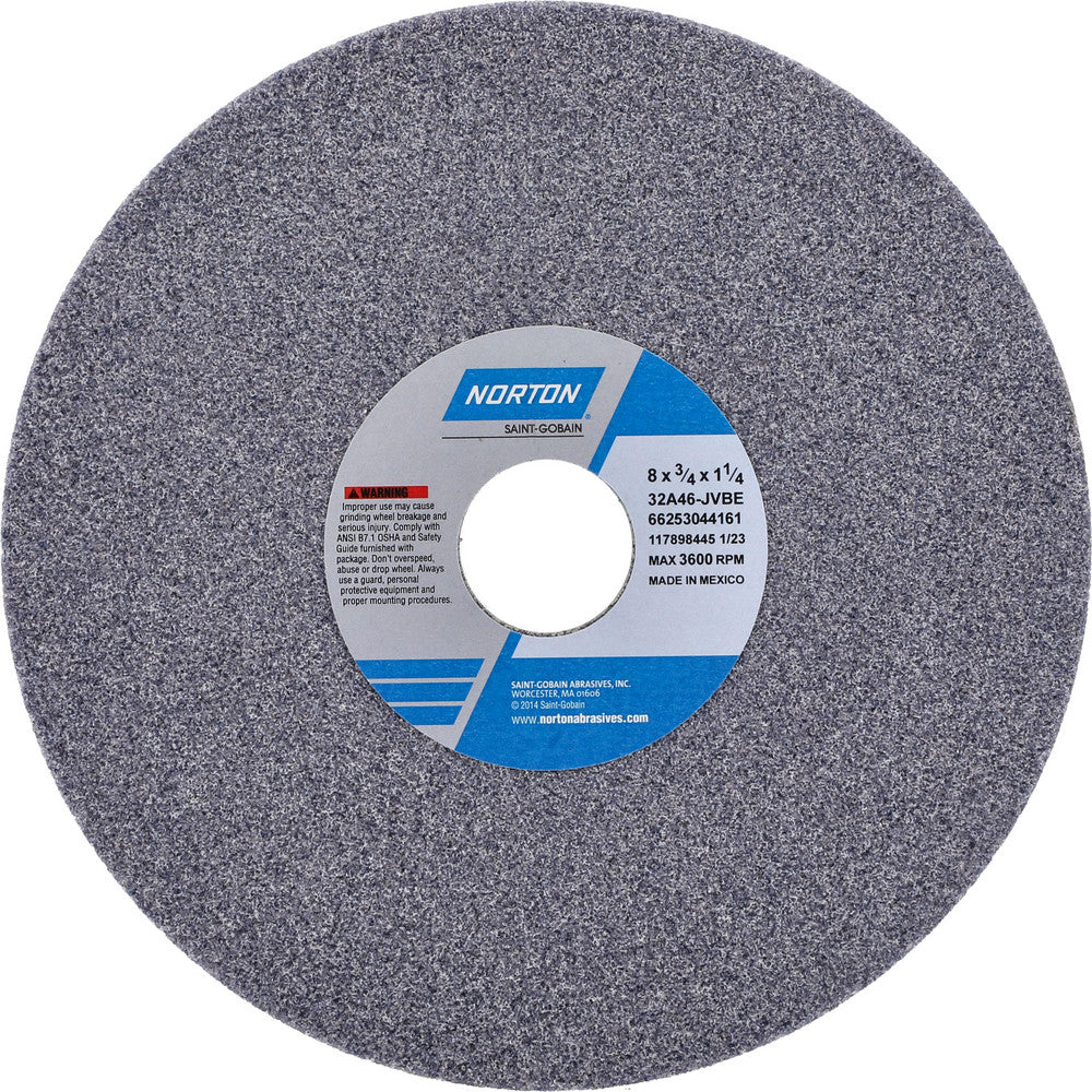 Norton 66253044161 Surface Grinding Wheel 8" Dia, 3/4" Thick, 1-1/4" Hole, 46 Grit, J Hardness