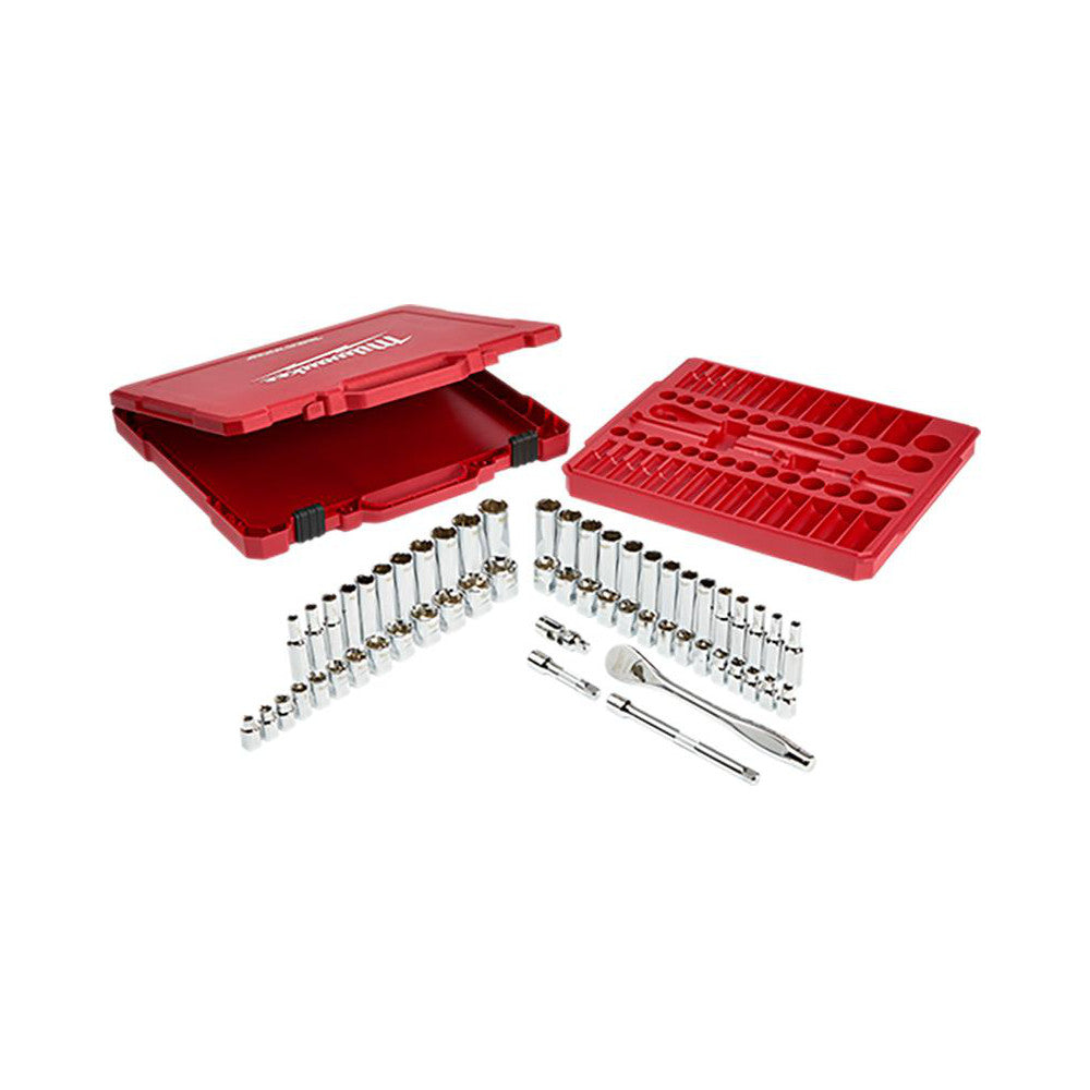 Milwaukee Tool 48-22-9008 Deep Standard & Universal Socket Set 56 Pc